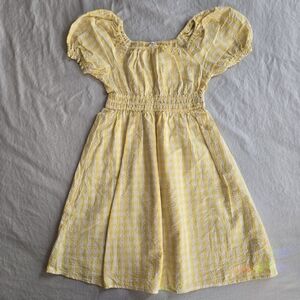 Crewcuts Girls Seersucker Yellow Gingham Shirred Dress Cottagecore Spring